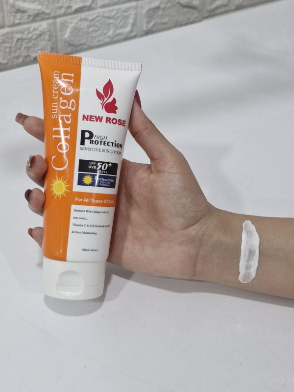 کرم ضد آفتاب بی رنگ برند نیو رز New Rose با حجم 130 میل و ماندگاری 24 ساعته